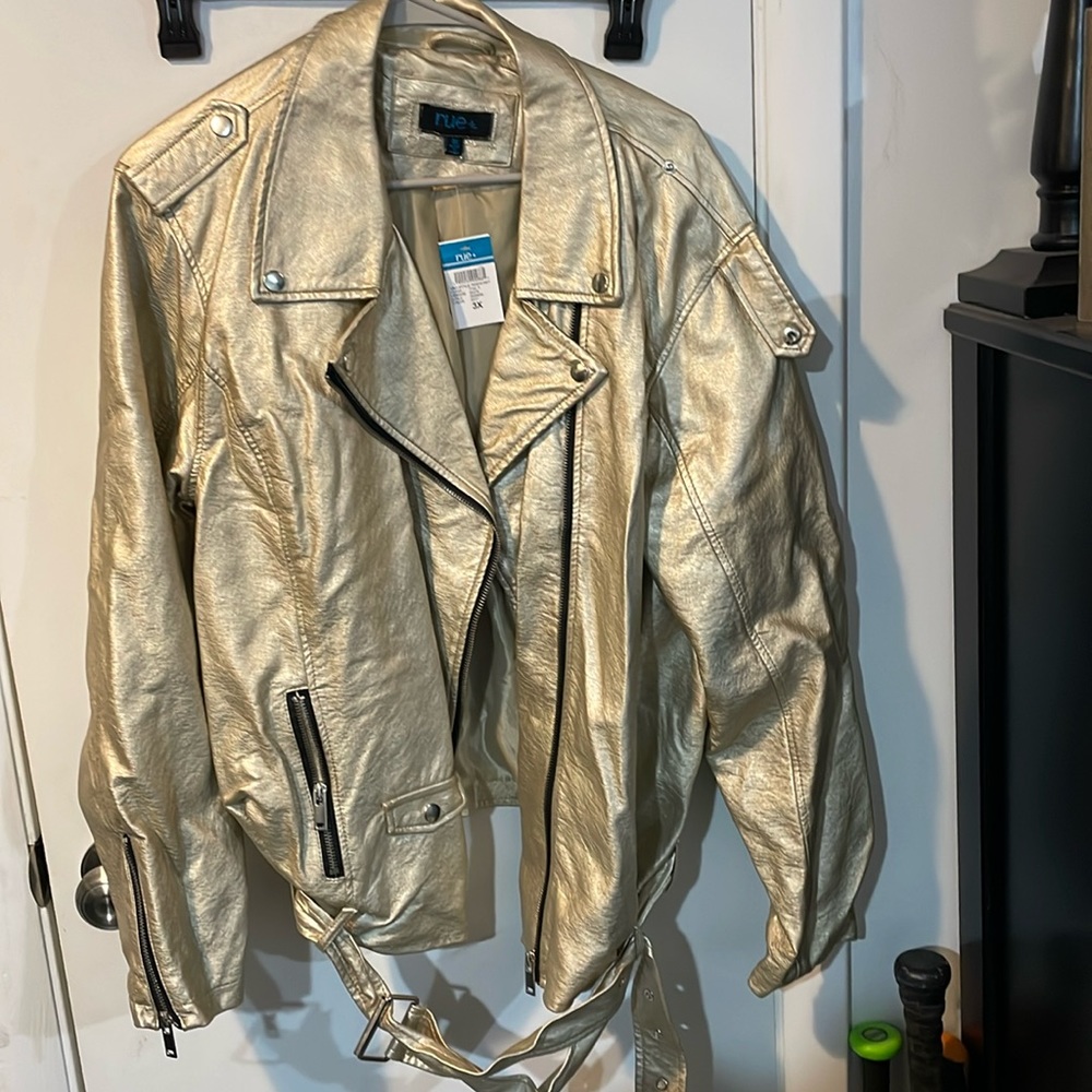New gold ladies biker jacket